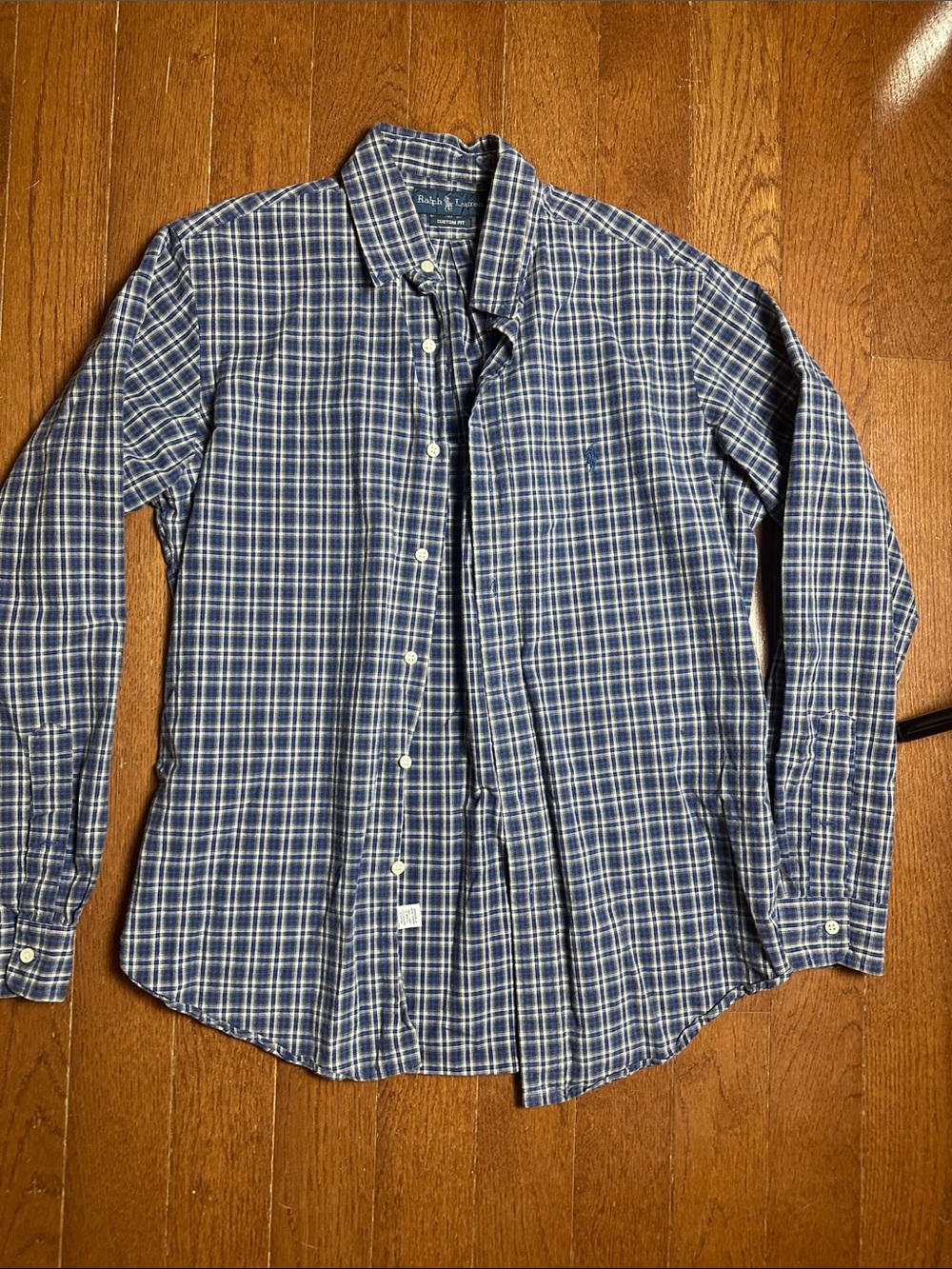 Ralph Lauren Navy and White Plaid Button-Down Shirt - Men's